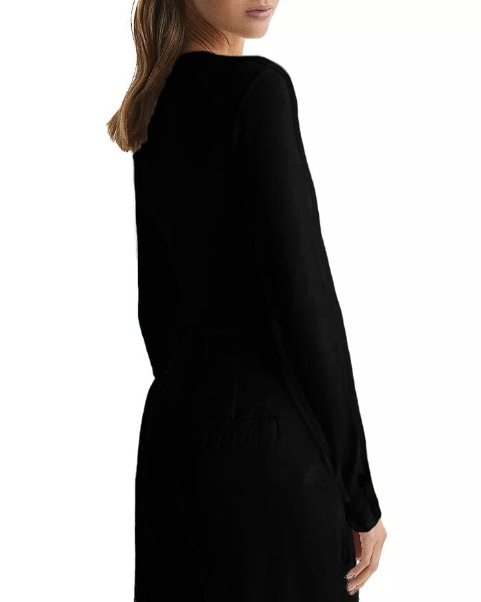 Lezat Top Melli Cotton Cutout Long Sleeve Crop Top - Black