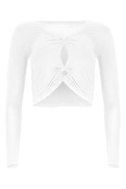 Lezat Top Melli Modal Cutout Long Sleeve Crop Top - White