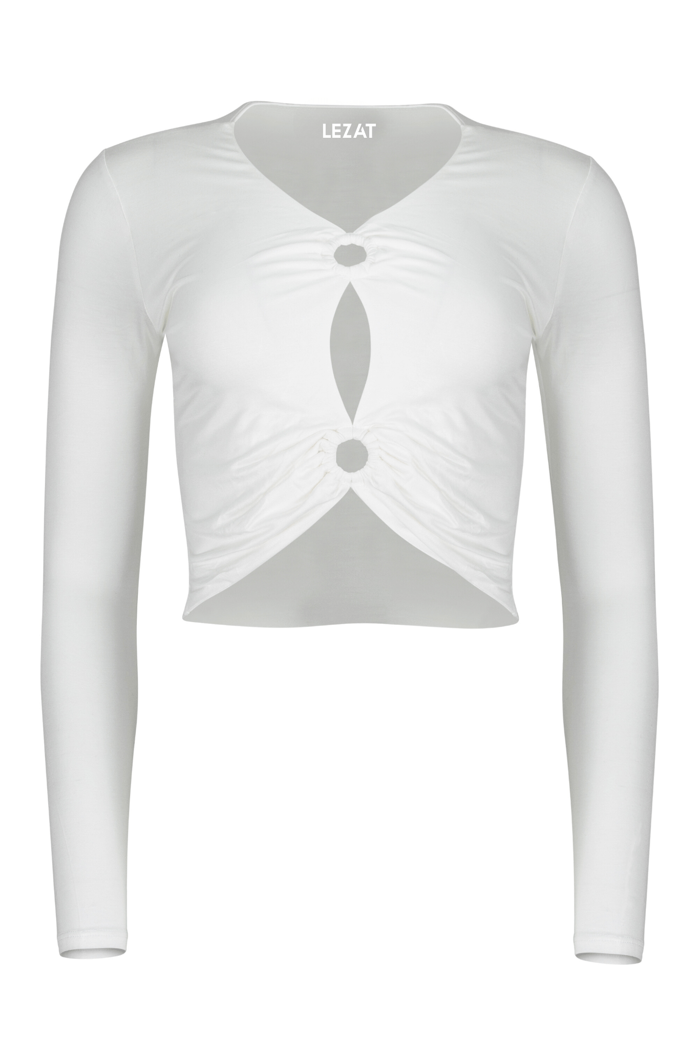 Lezat Top Melli Modal Cutout Long Sleeve Crop Top - White