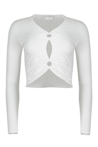 Lezat Top Melli Modal Cutout Long Sleeve Crop Top - White