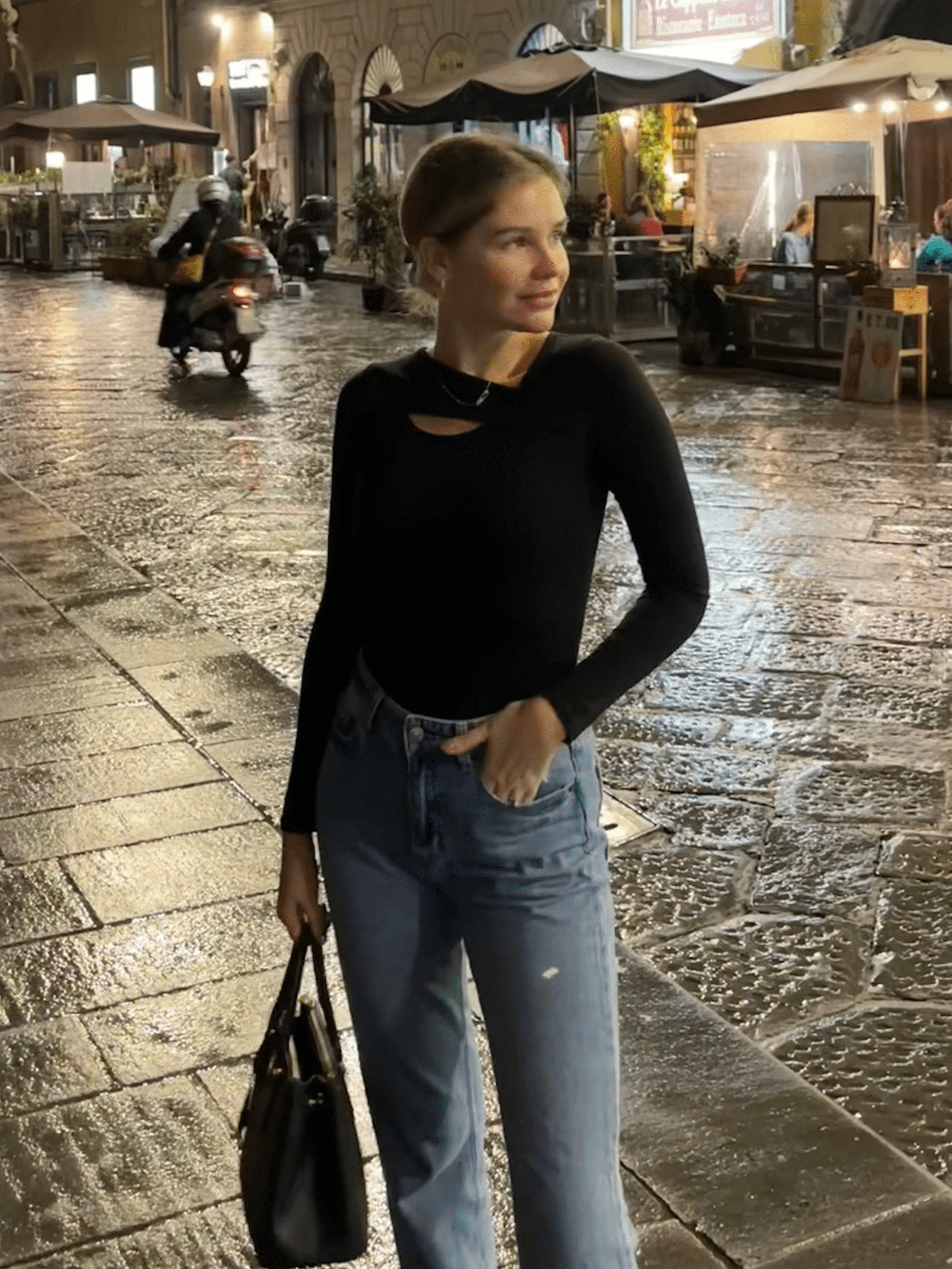 Lezat Top Paige Cotton Long Sleeve Cutout Top - Black