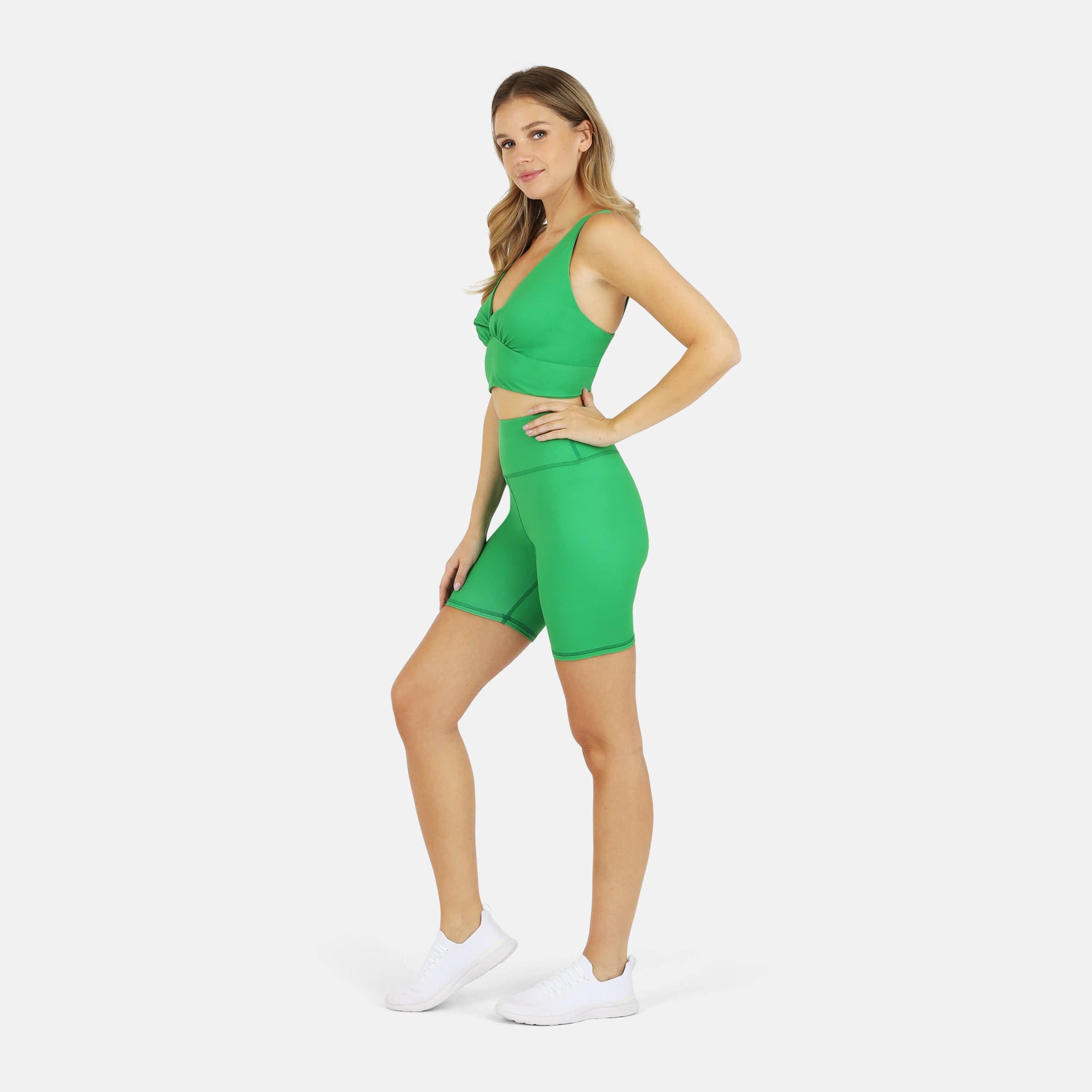 Lezat Bra Ada Organic Cotton Twist Around Sports Bra - Kelly Green