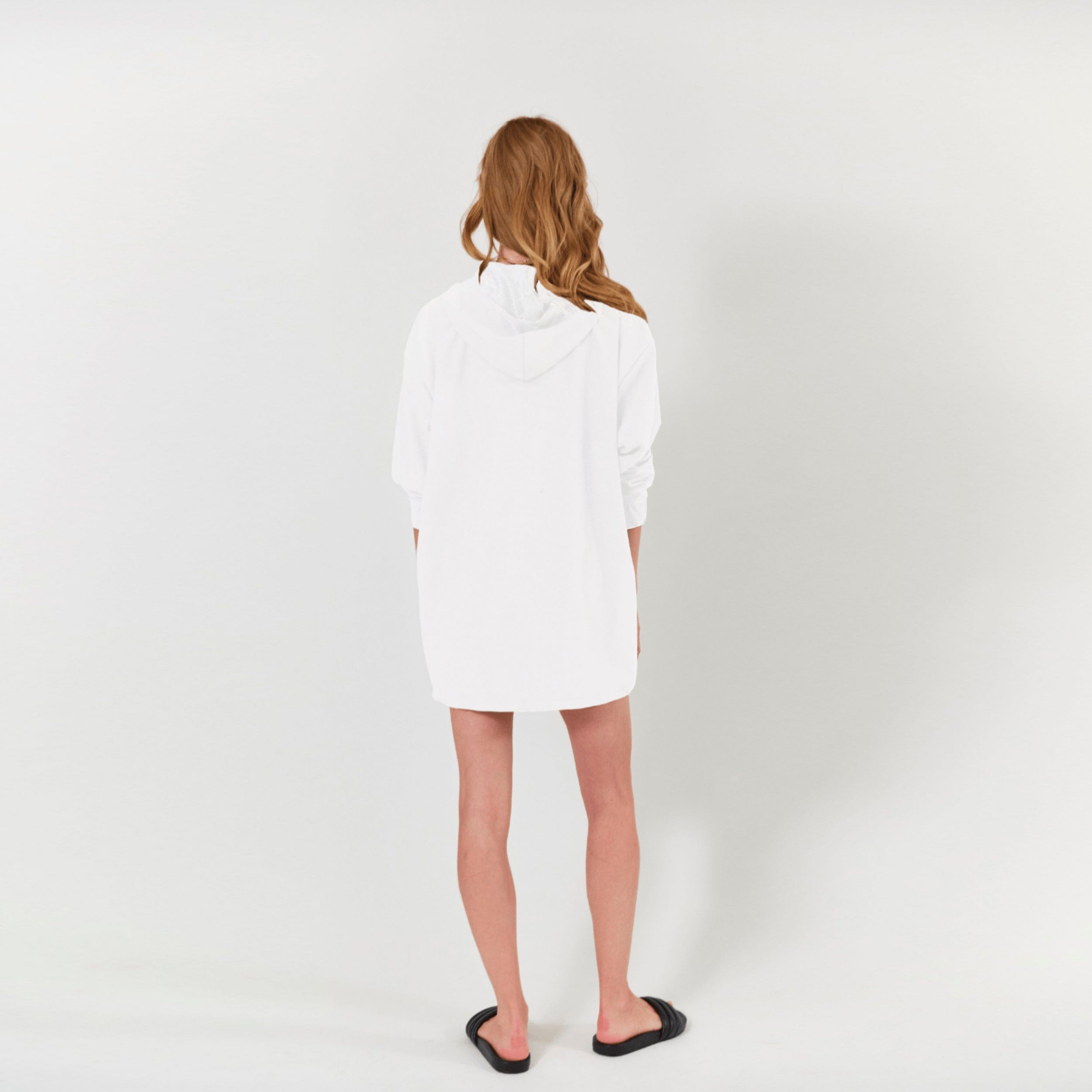 Lezat Dress Abby Windbreaker Hoodie Dress - White