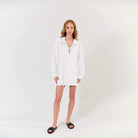 Lezat Dress Abby Windbreaker Hoodie Dress - White