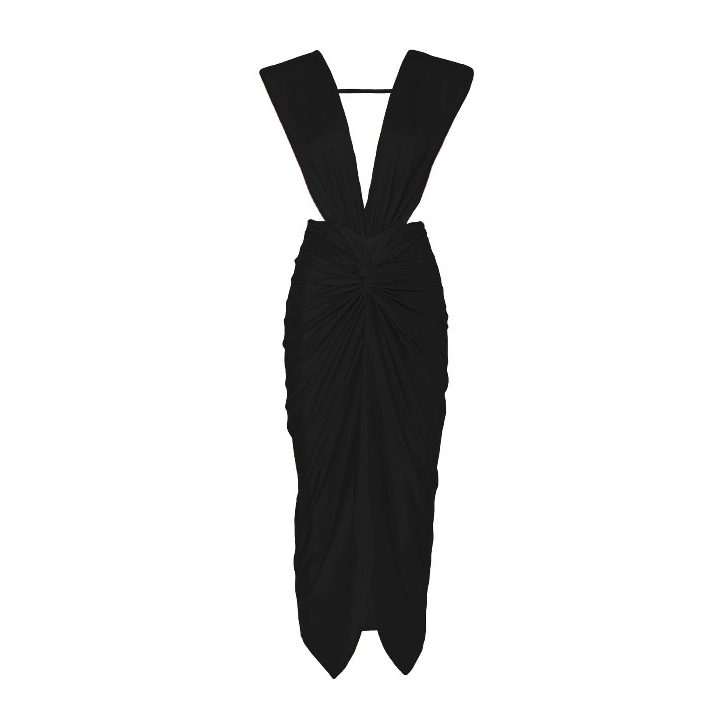 Lezat Dress Goddess Ruched Twist Dress - Noir