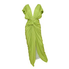 Lezat Dress Goddess Ruched Twist Dress - Pear