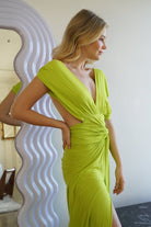 Lezat Dress Goddess Ruched Twist Dress - Pear