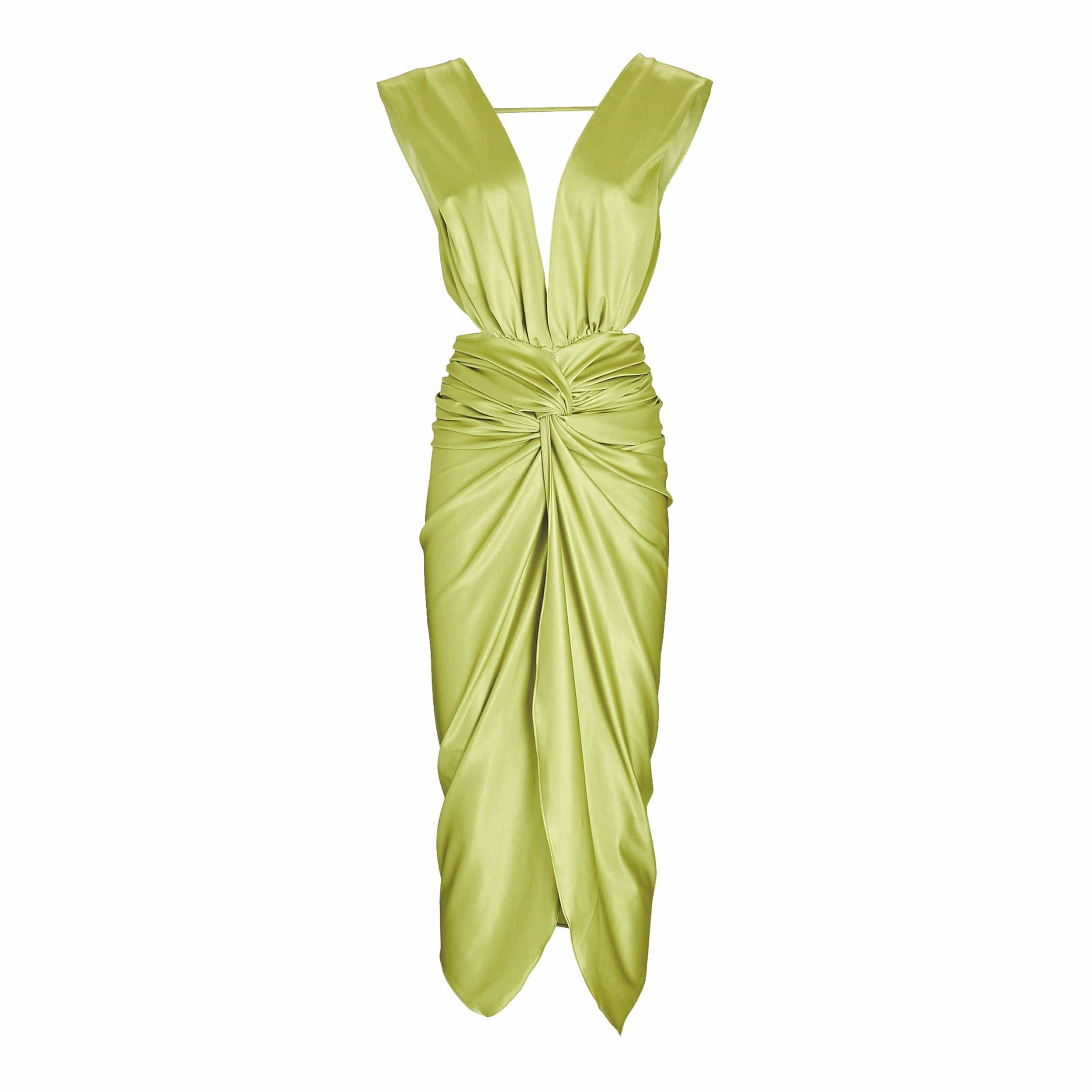 Lezat Dress Goddess Ruched Twist Dress - Pear