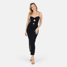 Lezat Dress Heidi Cutout Detail Ribbed Maxi Dress - Black