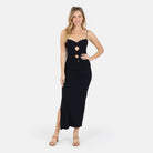 Lezat Dress Heidi Cutout Detail Ribbed Maxi Dress - Black