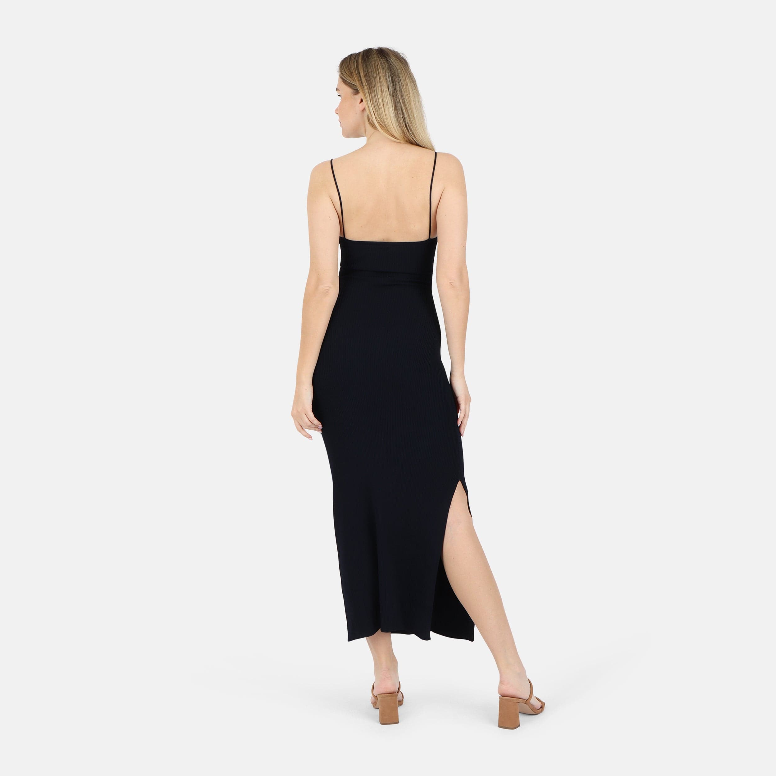Lezat Dress Heidi Cutout Detail Ribbed Maxi Dress - Black