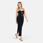 Lezat Dress Heidi Cutout Detail Ribbed Maxi Dress - Black