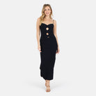 Lezat Dress Heidi Cutout Detail Ribbed Maxi Dress - Black