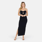 Lezat Dress Heidi Cutout Detail Ribbed Maxi Dress - Black