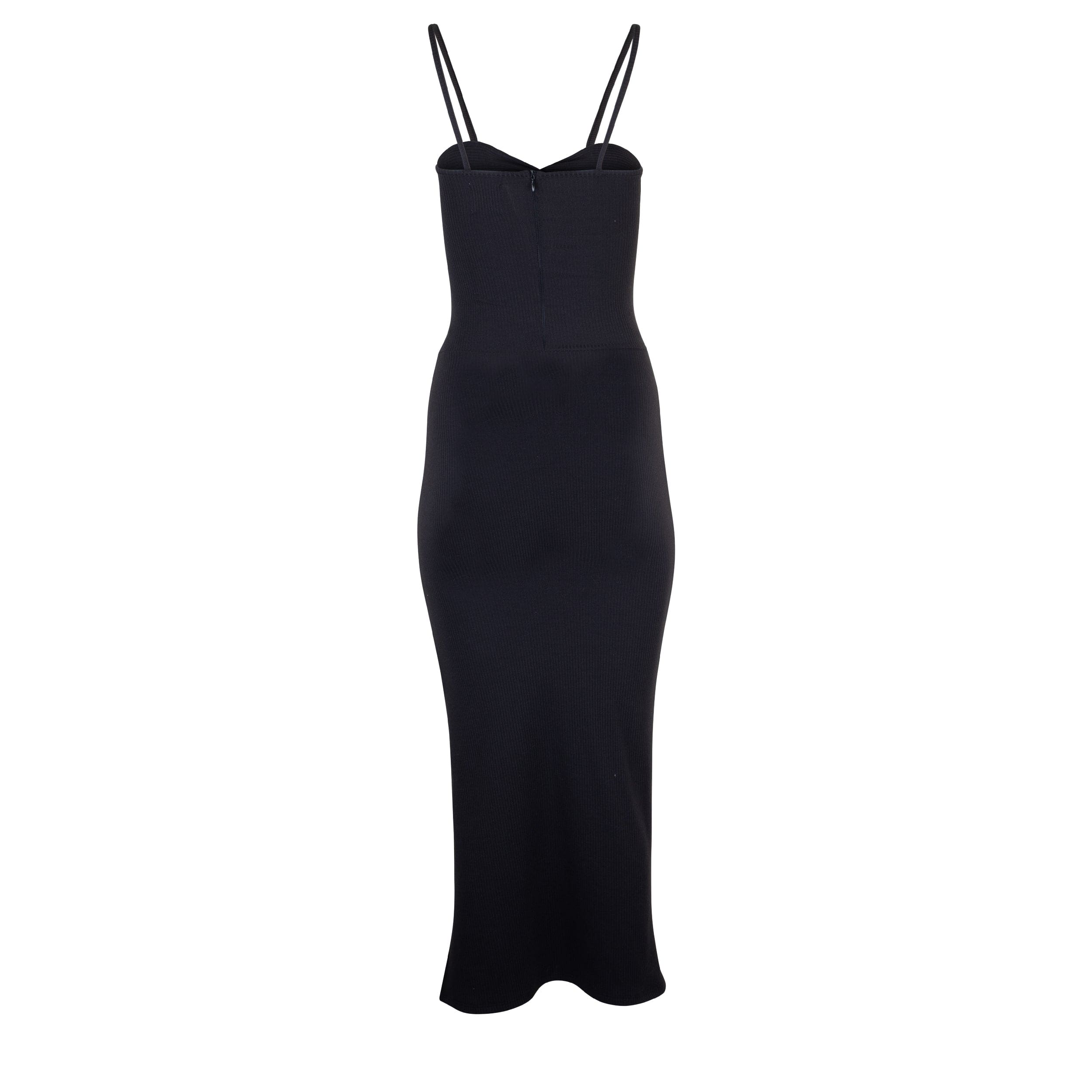 Lezat Dress Heidi Cutout Detail Ribbed Maxi Dress - Black
