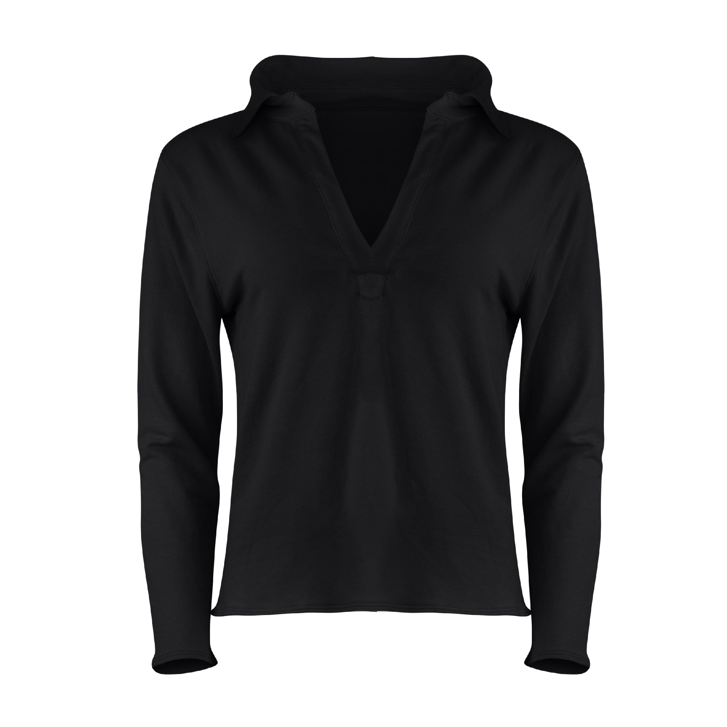 Lezat Dress Khloe Cotton V-Neck Henley - Nero