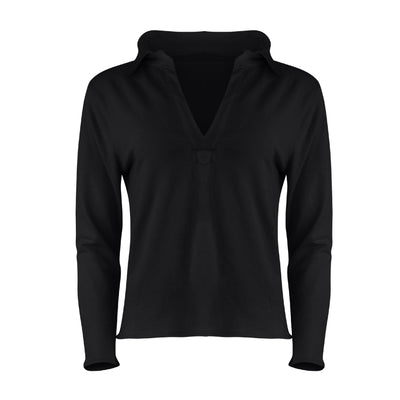 Lezat Dress Khloe Cotton V-Neck Henley - Nero