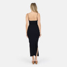 Lezat Dress Selena Modal Cutout Slit Dress - Black