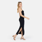 Lezat Dress Selena Modal Cutout Slit Dress - Black