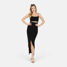 Lezat Dress Selena Modal Cutout Slit Dress - Black