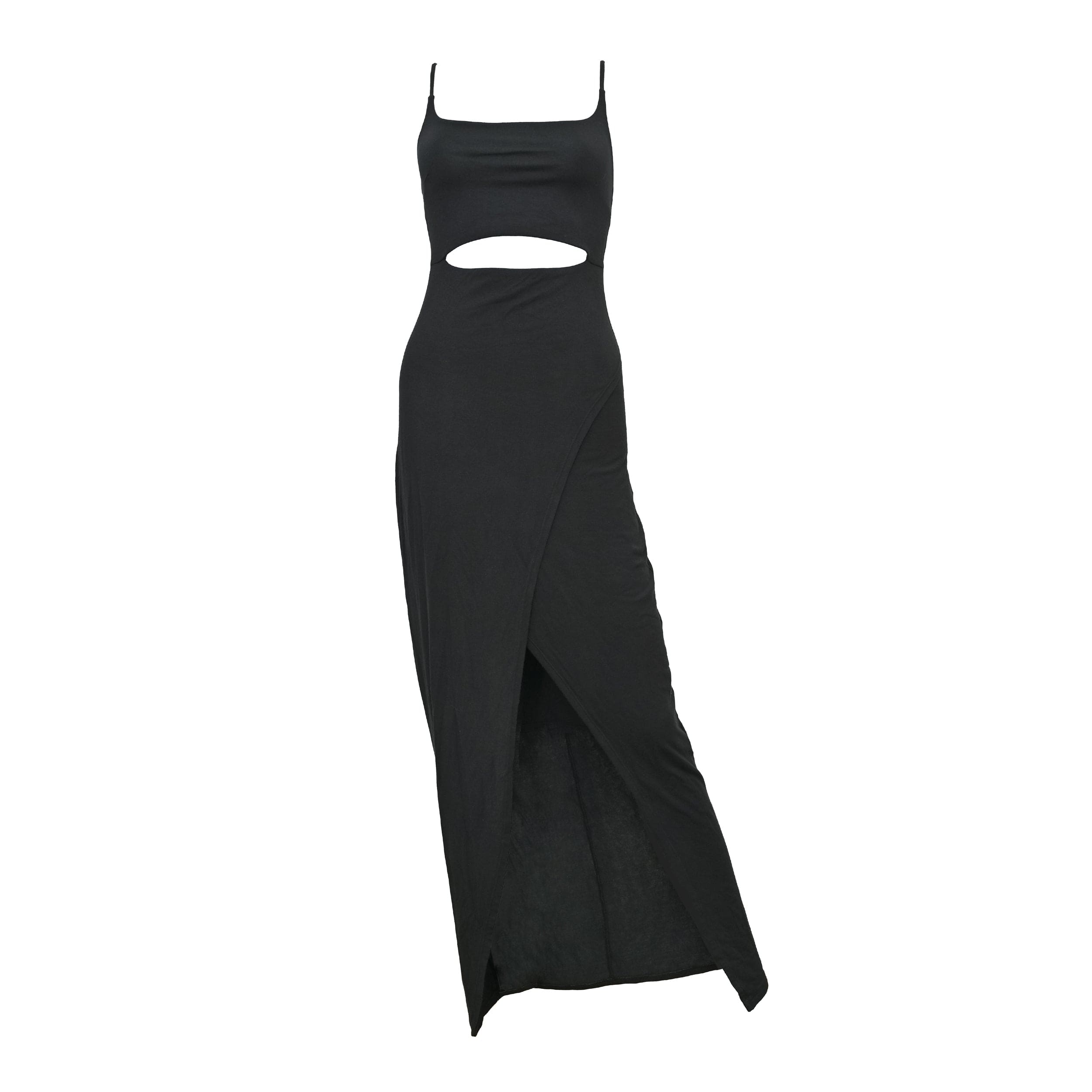 Lezat Dress Selena Modal Cutout Slit Dress - Black