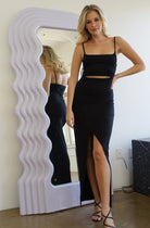 Lezat Dress Selena Modal Cutout Slit Dress - Black