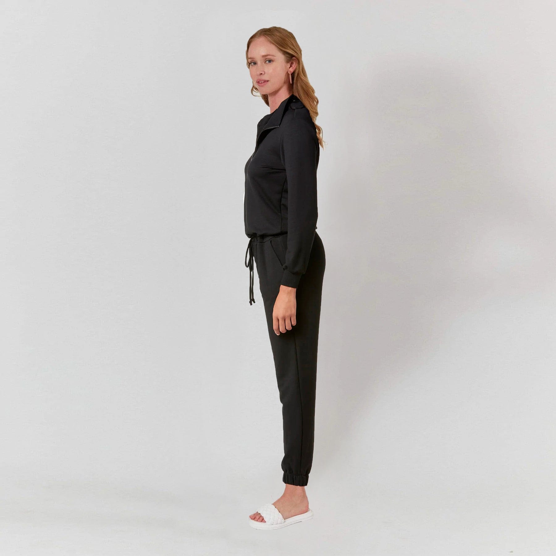 Lezat Jumpsuit Ava Half Zip Modal Jumpsuit - Black