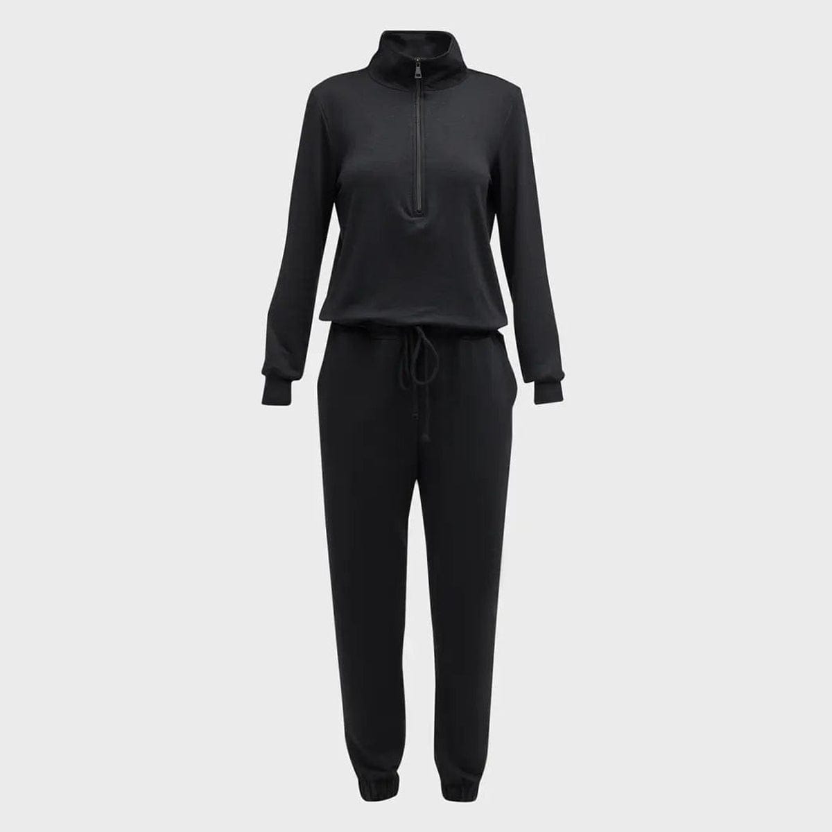 Lezat Jumpsuit Ava Half Zip Modal Jumpsuit - Black
