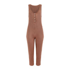 Lezat Jumpsuit Costa Organic Cotton Waffle Thermal Pocketed Jumpsuit - Cocoa