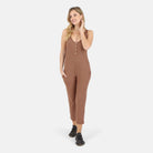 Lezat Jumpsuit Costa Organic Cotton Waffle Thermal Pocketed Jumpsuit - Cocoa