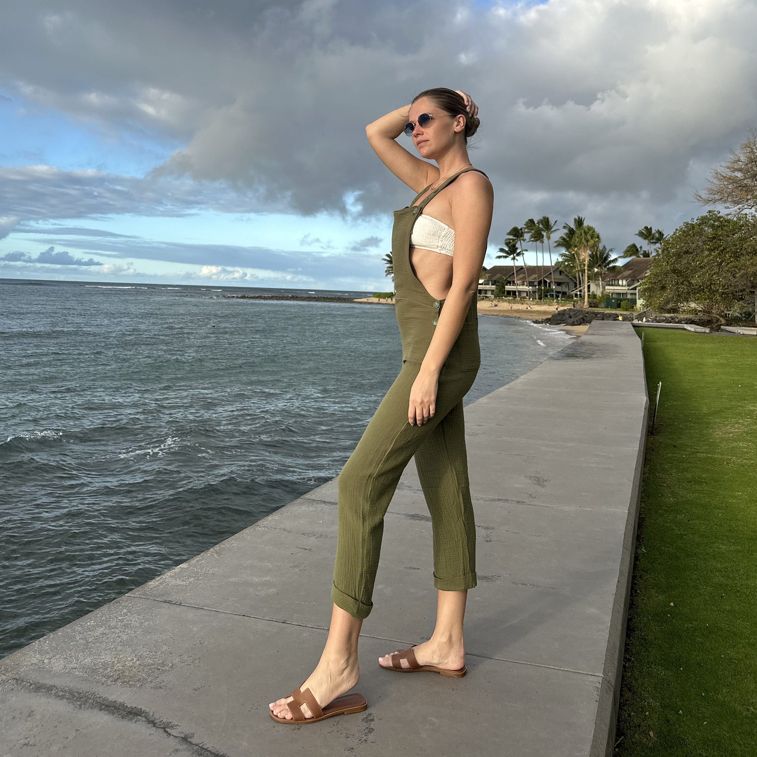 Lezat Jumpsuit Kali Linen Jumpsuit - Olive