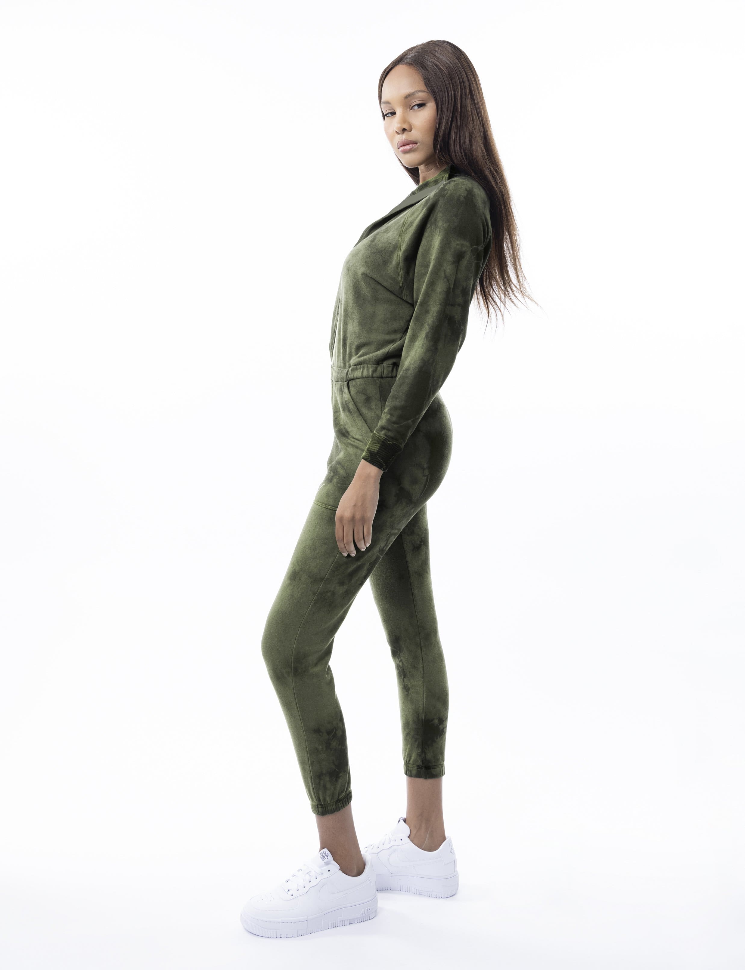 Lezat Jumpsuit Restore Soft Terry Jumpsuit - Hunter Green Tie Dye