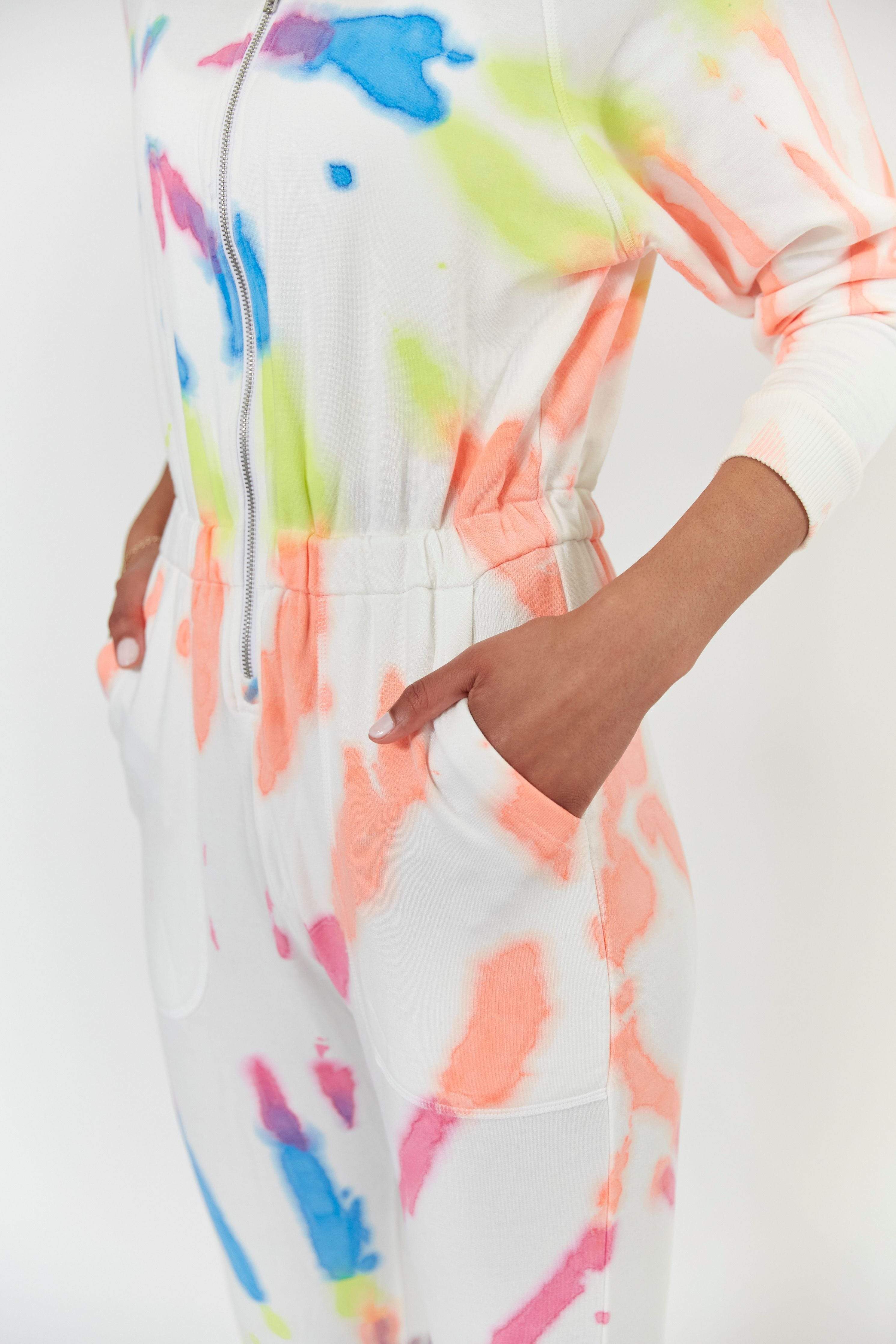 Lezat Jumpsuit Restore Soft Terry Jumpsuit - Neon Tie Dye