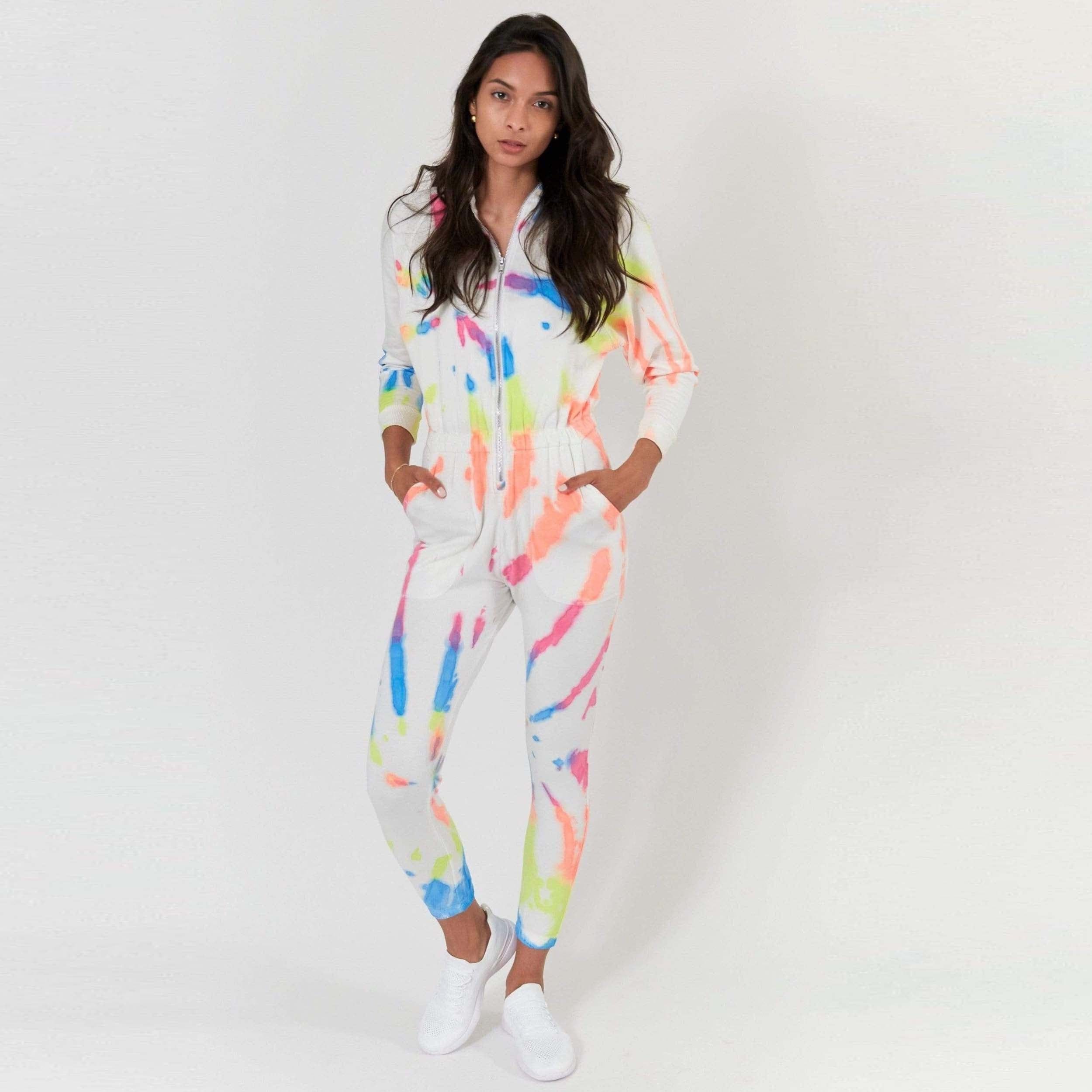 Lezat Jumpsuit Restore Soft Terry Jumpsuit - Neon Tie Dye