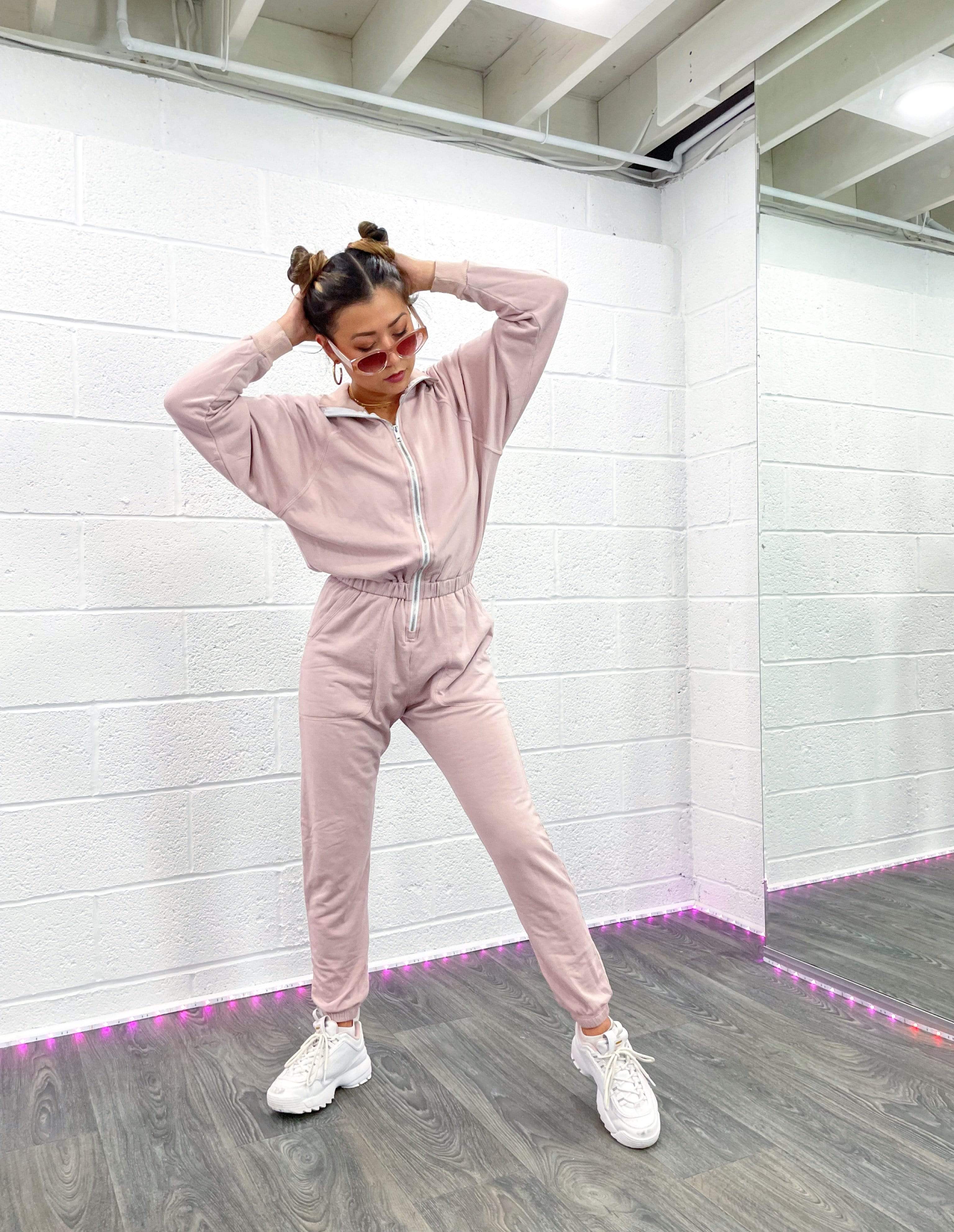 Lezat Jumpsuit Restore Soft Terry Jumpsuit - Pink Suede