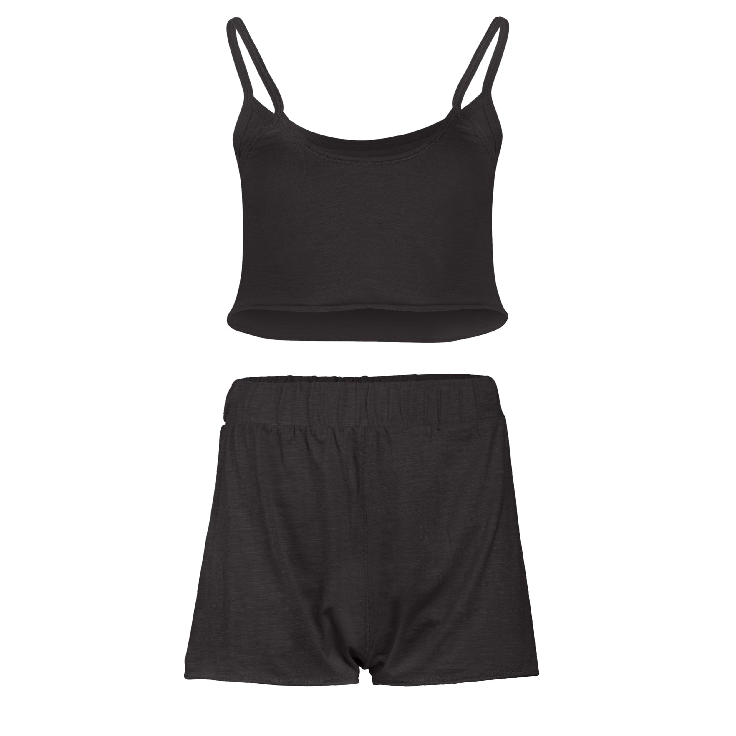 Lezat Loungewear Kora Cotton Tank, Shorts & Robe Sleep Set - Black