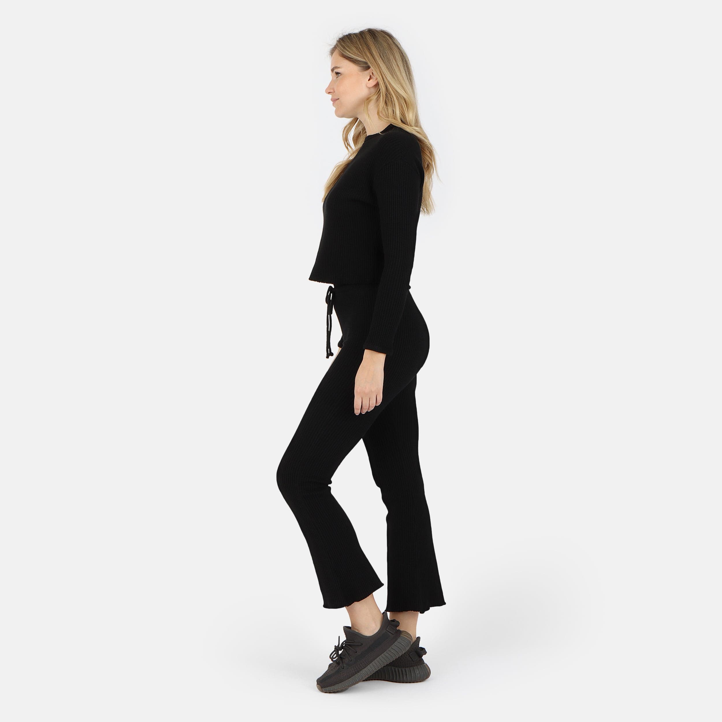 Lezat Pullover Fiona Organic Cotton Waffle Thermal Pant - Black