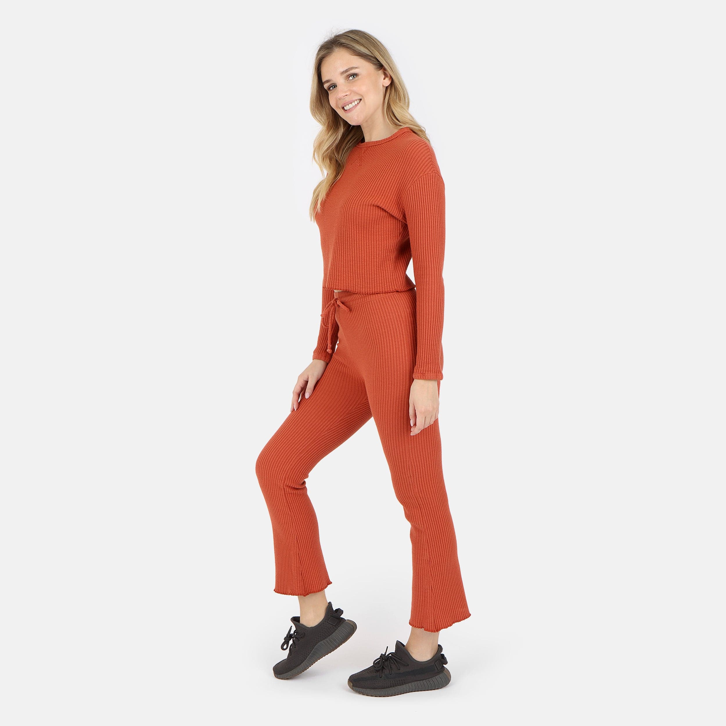 Lezat Pullover Fiona Organic Cotton Waffle Thermal Pant - Brick