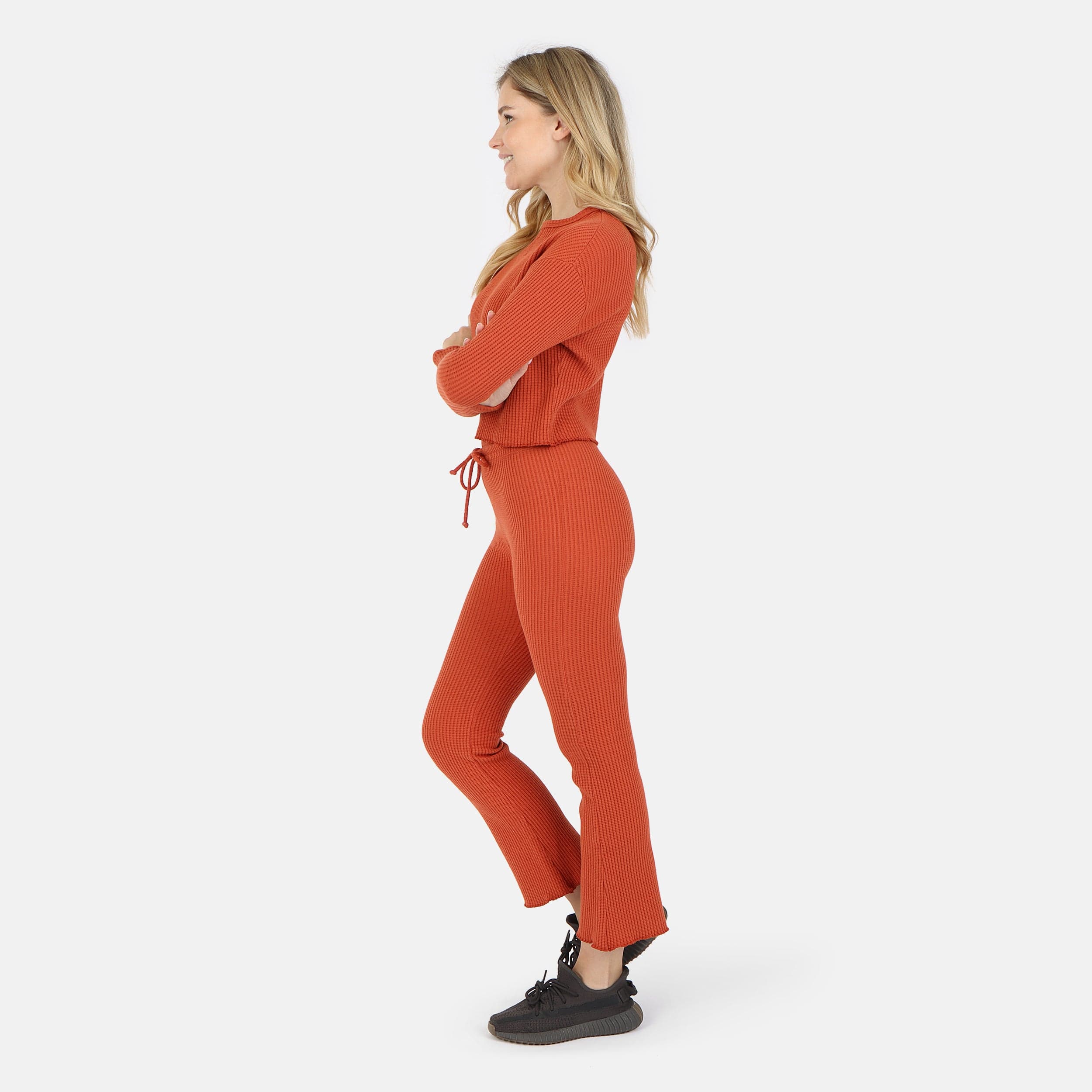 Lezat Pullover Fiona Organic Cotton Waffle Thermal Pant - Brick