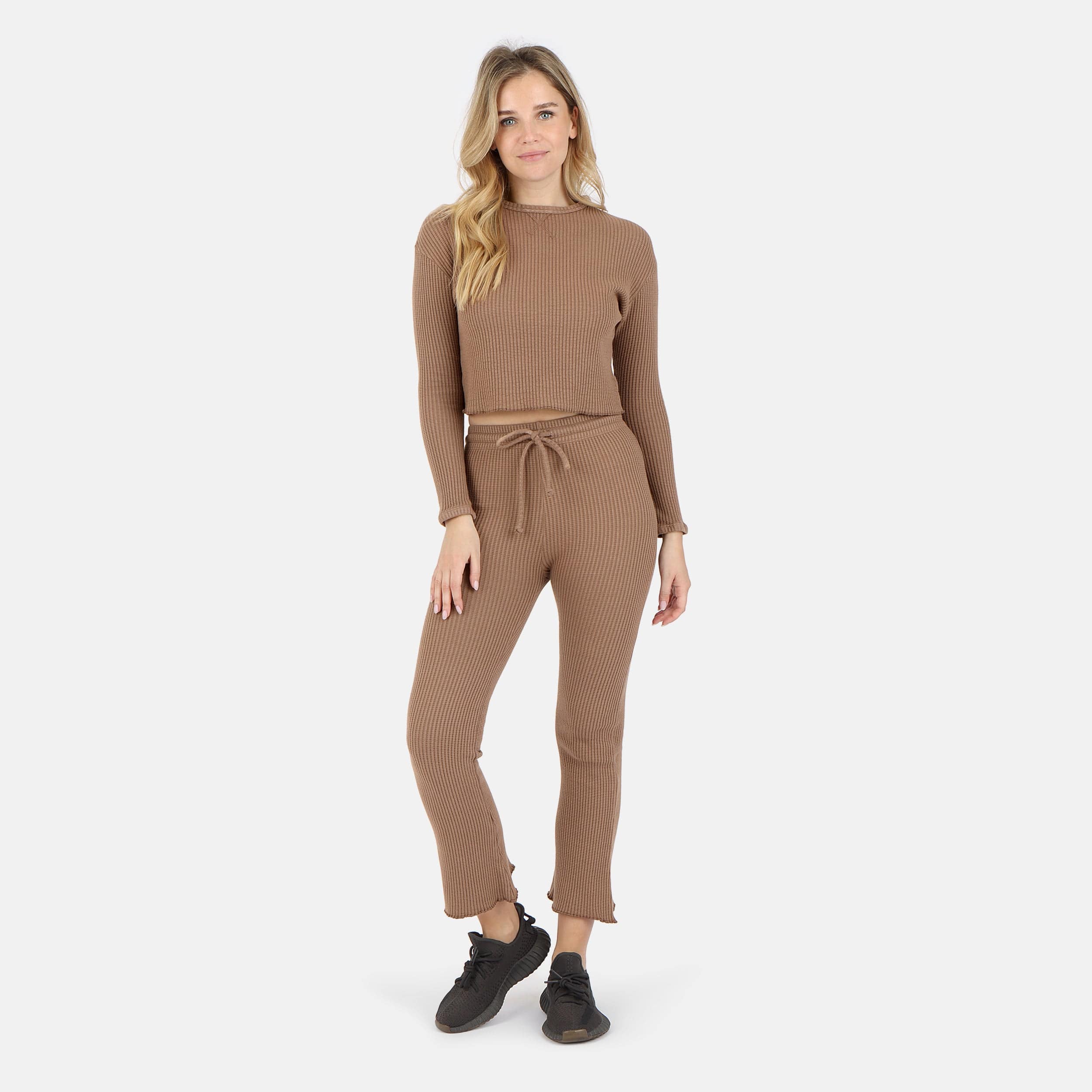 Lezat Pullover Fiona Organic Cotton Waffle Thermal Pant - Cocoa