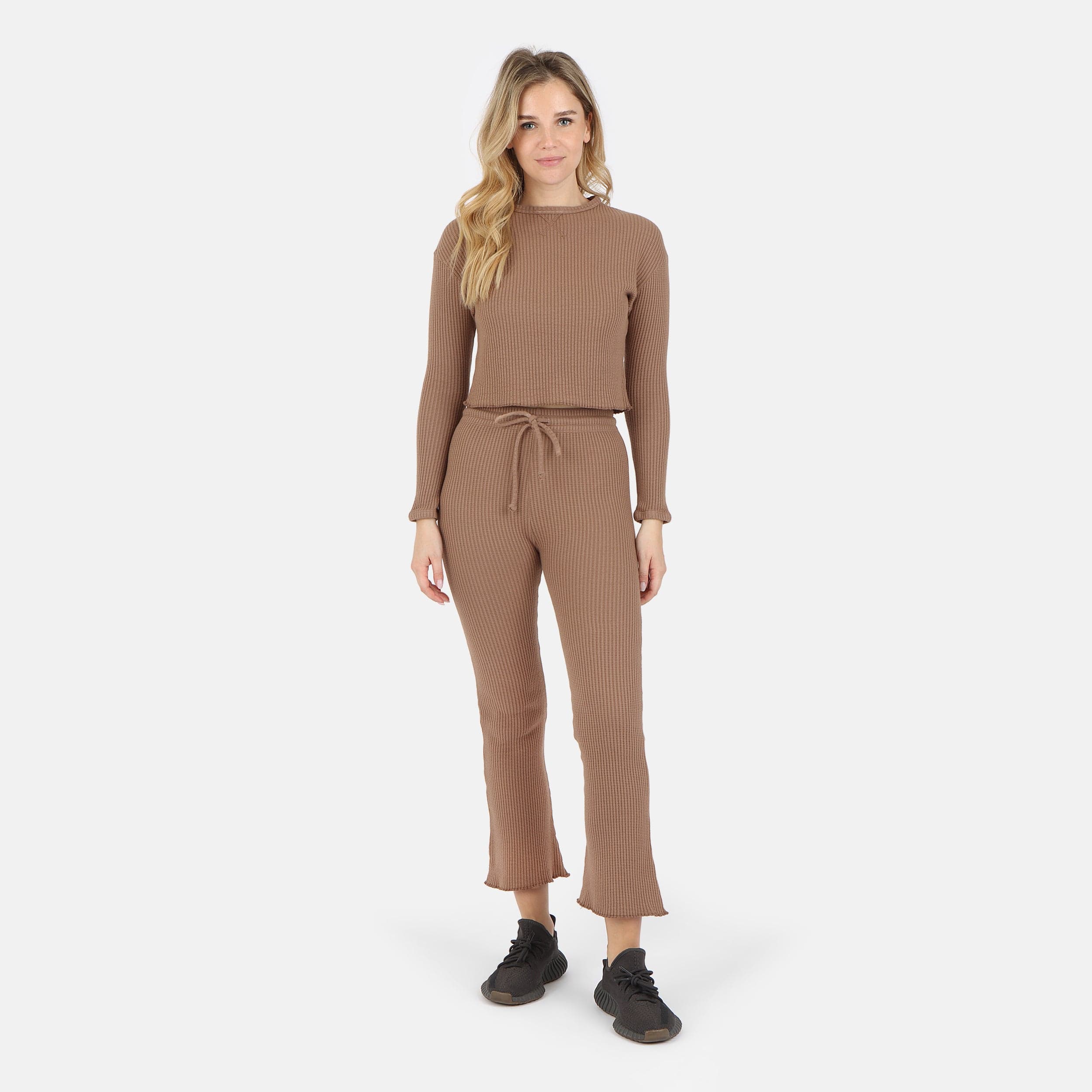 Lezat Pullover Fiona Organic Cotton Waffle Thermal Pant - Cocoa