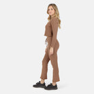 Lezat Pullover Fiona Organic Cotton Waffle Thermal Pant - Cocoa