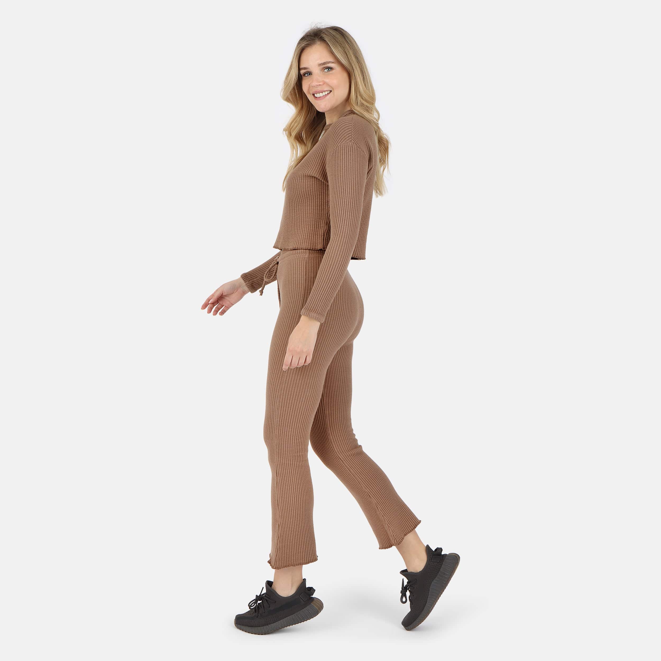 Lezat Pullover Fiona Organic Cotton Waffle Thermal Pant - Cocoa