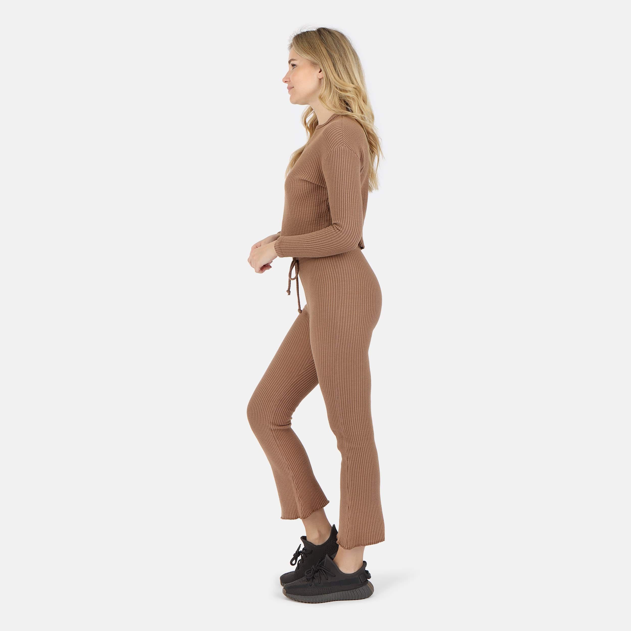 Lezat Pullover Fiona Organic Cotton Waffle Thermal Pant - Cocoa