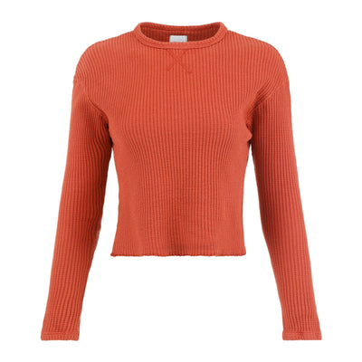 Lezat Pullover Fiona Organic Cotton Waffle Thermal Pullover Top - Brick