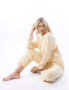Lezat Pullover Fiona Organic Cotton Waffle Thermal Pullover Top - Canary