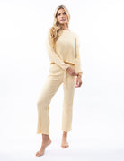 Lezat Pullover Fiona Organic Cotton Waffle Thermal Pullover Top - Canary