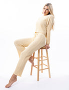 Lezat Pullover Fiona Organic Cotton Waffle Thermal Pullover Top - Canary