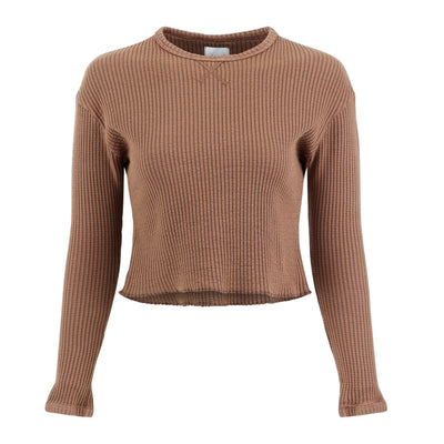 Lezat Pullover Fiona Organic Cotton Waffle Thermal Pullover Top - Cocoa