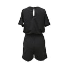 Lezat Rompers Sandy Short Sleeve Drawstring Romper - Black